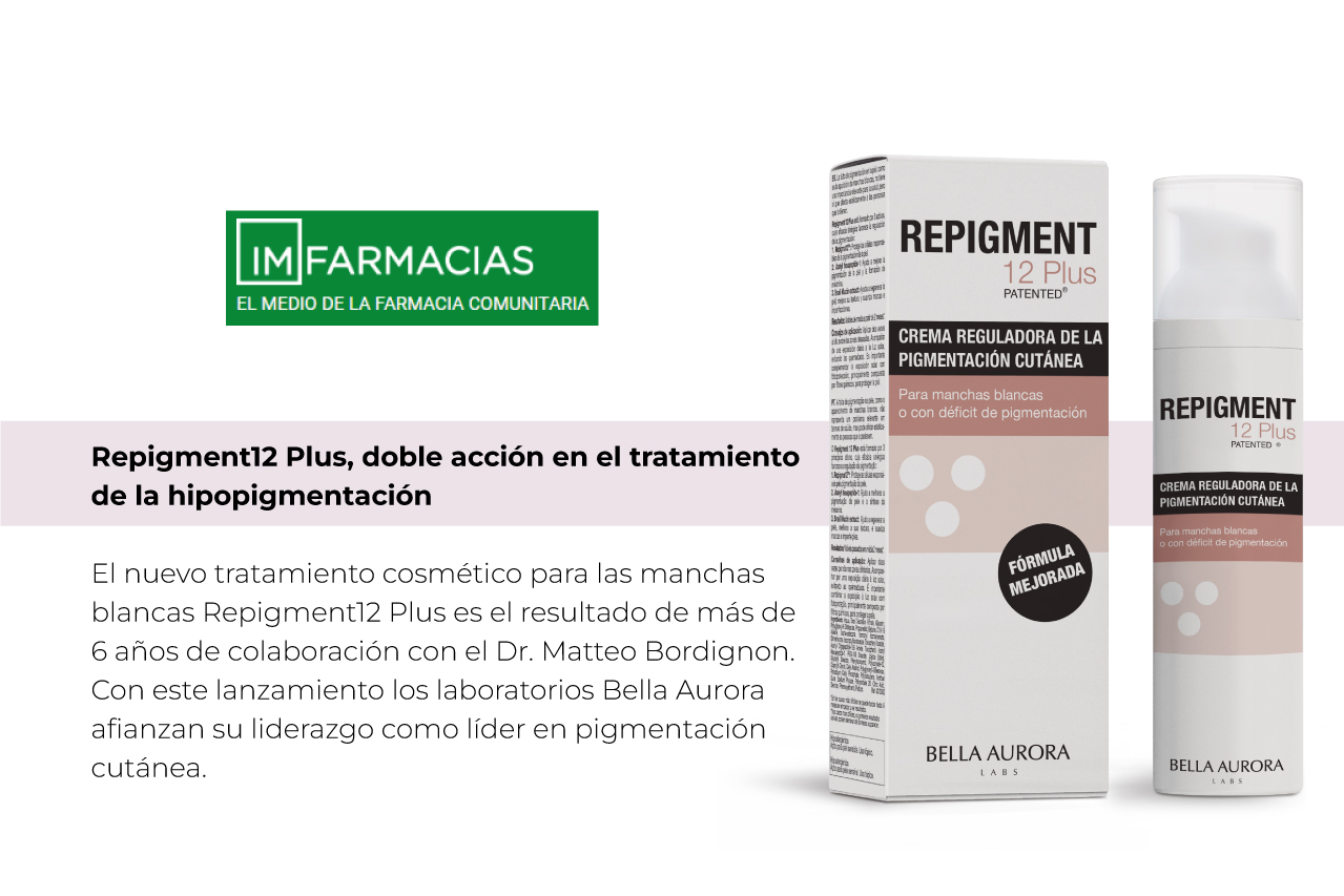 Im Farmacias, la revista especializada en el sector farmacéutico, se hace eco del lanzamiento de Repigment12 Plus
